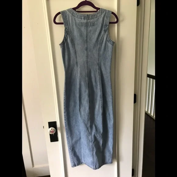 Z. Cavaricci Vintage Button Down Denim Dress Vneck Sleeveless Mint Condition - Picture 12 of 15